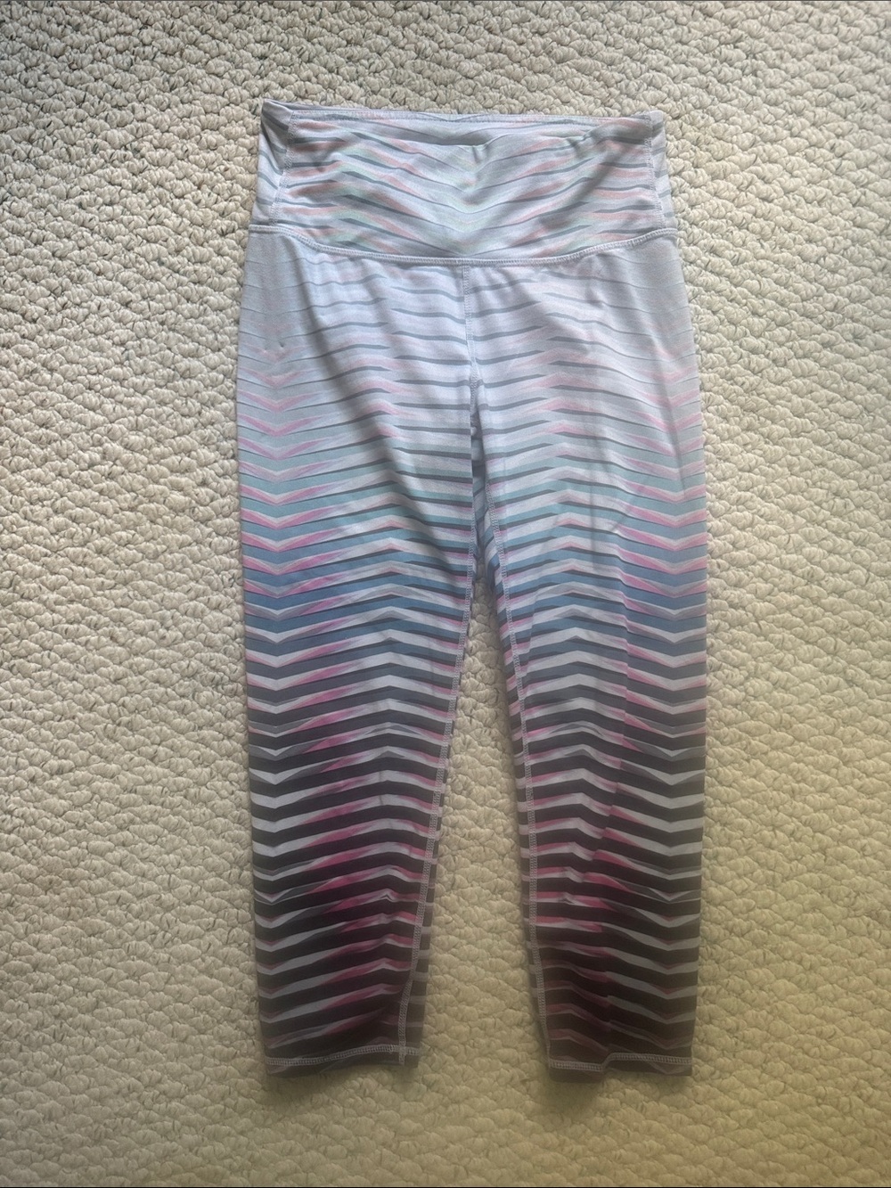 Athleta Pastel Ombre Striped Capri Leggings